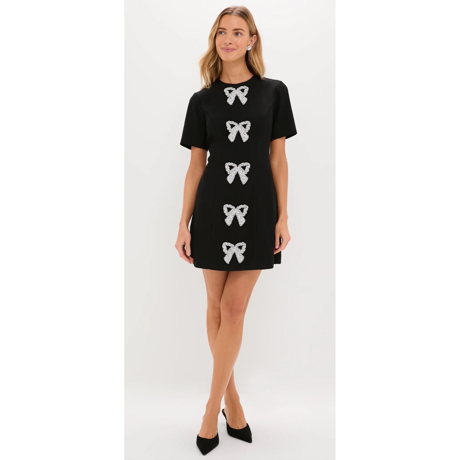 Tuckernuck X Hyacinth House Black Beaded Bows Bernadette Mini Dress Xs